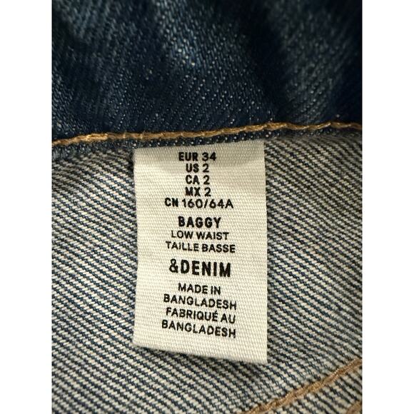 H&M Womens Blue Baggy Low Waist Distressed Taille Basse Denim Jeans Size 2 NWT - Picture 5 of 9